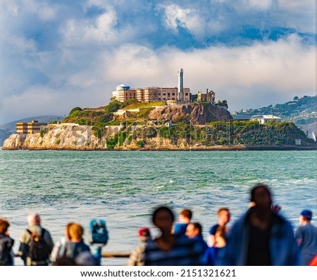 Alcatraz prison island, now museum, in bay of San Francisco, California, US