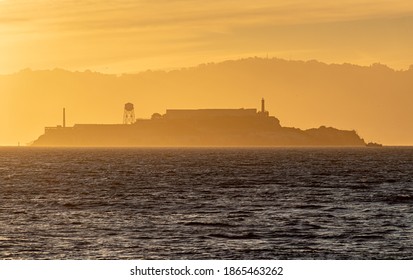 Alcatraz At Sunrise Covered In Fog