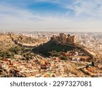 The Alcazaba of Almería can be seen from any part of the city and it is the biggest of the citadels built by the Arabs in Spain. Almeria, Andalucia,Spain.