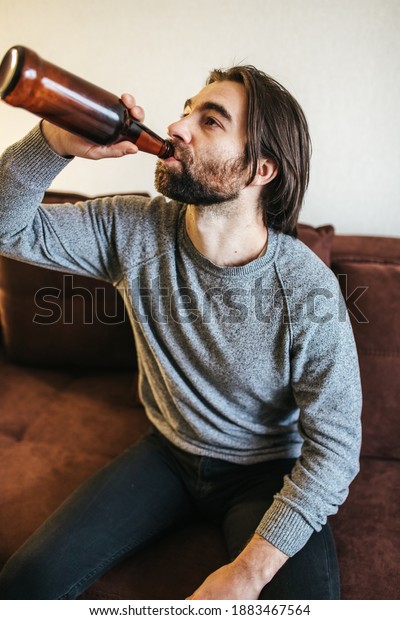 Alcohol Addiction Young Age Caucasian Male Stock Photo 1883467564 ...