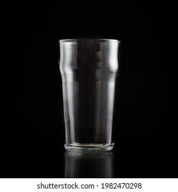 Alcohol In Bar Or Pub, Dish For Free Time And Beer Evening. Minimalisticad For Oktoberfest. Empty Clean Glass, Isolated On Dark Background, Copy Space, Close Up, Square, Flat Lay, Studio Shot