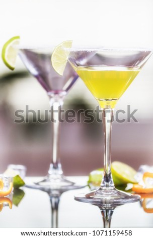 Alcohol cocktail Daiquiri with rum and lime 