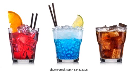 alcohol cocktail set on a white with fresh summer fruits - Shutterstock ID 534315106