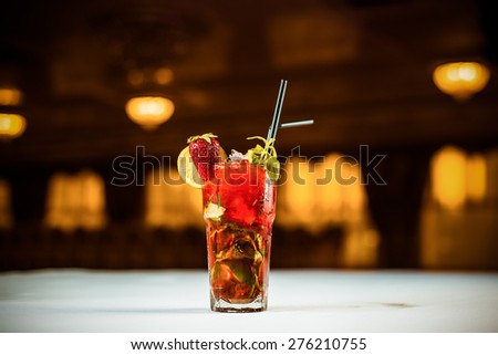 Alcohol coctail drink on the table in restaurant