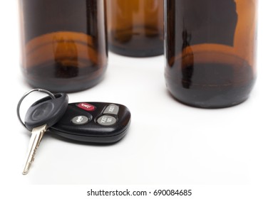 Alcohol Drink And Keys - Drinking And Driving Concept 