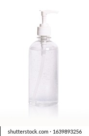 Alcohol Gel Clean Hand Sanitizer In Pump Bottle Isolate On White Background Clipping Path