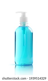 Alcohol Gel Hand Sanitizer In Clear Pump Bottle For Product Design Mock-up Isolated In White Background With Clipping Path