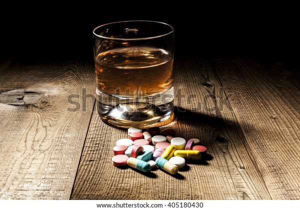 Alcohol Pills Shadow Little Black Background Stock Photo 405180430 ...