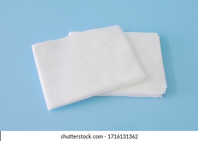 Alcohol Wipes On Blue Background Used For Hand And Body 