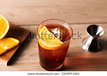 Alcoholic Americano Cocktail bitter, sweet vermouth and soda water