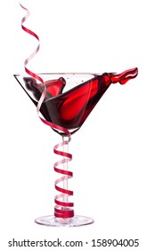 Alcoholic Cocktail With Christmas Decoraion Isolated On A White Background