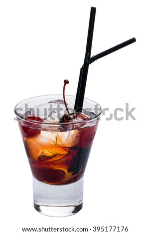 Alcoholic cocktail "Niger": Vodka, Chocolate liqueur, Cherry liqueur.