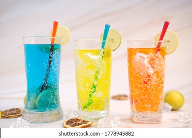 Alcoholic cocktail and non alcoholic cocktail on table. Summer cold drinks with lime - Shutterstock ID 1778945882