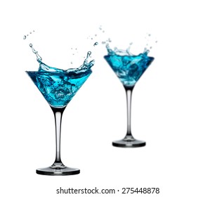 alcoholic cocktail set splash - Blue Curacao