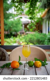 Alcoholic Cocktail Winter Aperol Spritz With Rosemary And Cherry