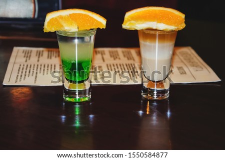 alcoholic cocktails at the bar