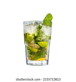 Alcoholic drink with mint (Mojito) isolated on white background - Shutterstock ID 2155713813