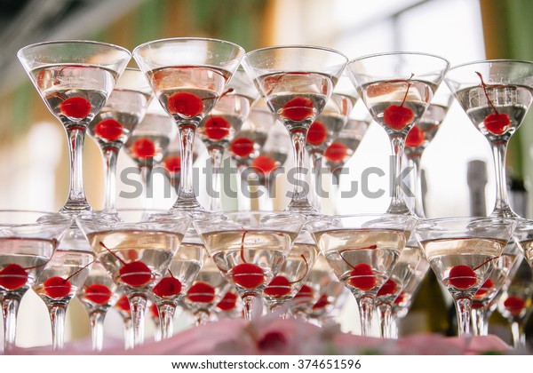 Alcoholic Drinks Beverages Cherry On Wedding Stock Photo Edit Now