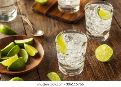 Alcoholic Gin And Tonic With A Lime Garnish