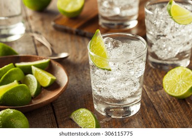 Alcoholic Gin And Tonic With A Lime Garnish