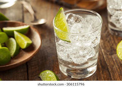 Alcoholic Gin And Tonic With A Lime Garnish