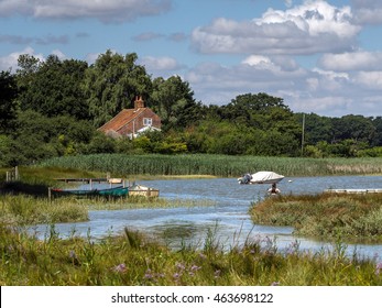 ALDEBURGH, SUFFOLK/UK - JULY 31 : Woman Swimming In The River Alde Near Aldeburgh Suffolk On July 31, 2016. Unidentified Person