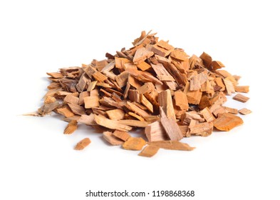 Alder Wood Chips Isolated On White Background.