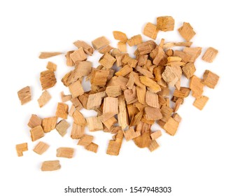 Alder Wood Chips. Isolated On White Background.