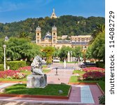 Alderdi-Eder Gardens in front of the City Hall building (former casino built in 1887) in San Sebastian (Donostia), Spain