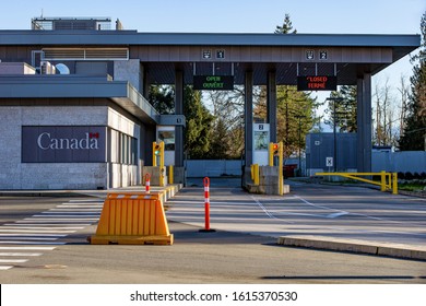 Aldergrove, Canada - January 15, 2019: Cars Going Through The Canada–US Border Control