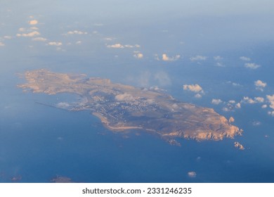 Alderney Channel Islands taken from a plane