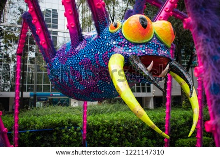 alebrije spider in reforma avenue due to day of the dead celebration in mexico city