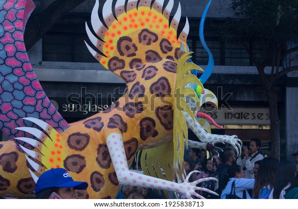 Alebrijes parade through the\
streets of downtown Mexico City, capital of Mexico on October 19,\
2019.