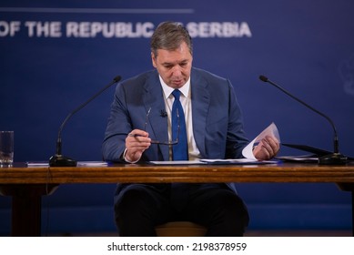 Aleksandar Vucic, The President Of Serbia Speaking At Media Press Conference In Belgrade, Serbia 27.08.2022