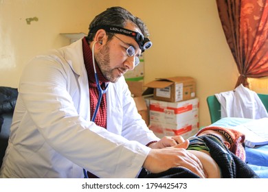 Aleppo, Syria, February 19, 2020:
A Doctor Treats A Patient In The Hospital