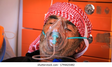 Aleppo, Syria, February 19, 2020:
A Doctor Treats A Patient In The Hospital