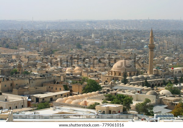 Aleppo Syrien Panorama Buildings Landmarks Stock Image