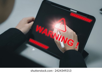 Alert System warning error maintenance system and internet security protect concept, Cyber attack computer network showing system errors, spam, virus, protection, code and cybersecurity and phishing.