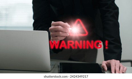 Alert System warning error maintenance system and internet security protect concept, Cyber attack computer network showing system errors, spam, virus, protection, code and cybersecurity and phishing.