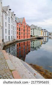 Alesund City, Norway. Downtown Alesund Art Nouveau Architecture.