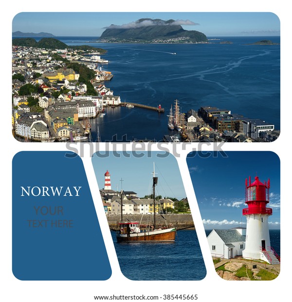 Alesund in Norway. Travel collage. Norway.\
Scandinavia. Trollstigen\
road
