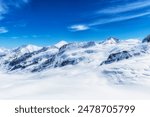 Aletsch Glacier Valley viewed from Jungfraujoch in Sphinx Observatory. Famous landmark view in Switzerland