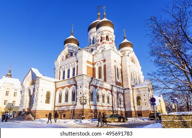 Alexander Nevsky Cathedral In Tallinn. Winter View