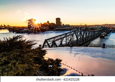 Alexandra Bridge In Ottawa Winter Sunset