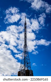 Alexandra Palace,North London,UK,GB 1.10.2022 This Striking Image Shows The Communication Tower Of The BBC Towering Over London.This Is An Iconic Building Shown Against A Stunning Blue Sky.