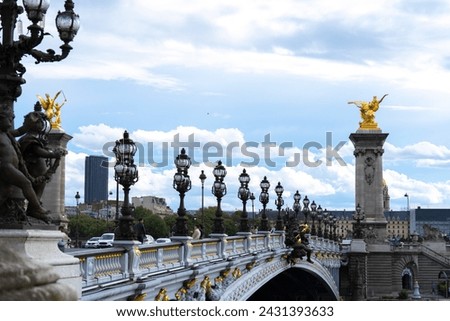 Alexandre III bridge in the Seine River near of Champs-Élysées in Paris, France.