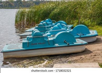 Alexandria, MN, USA - Sept 19, 2019: A Manual Padder Wheeler Boat