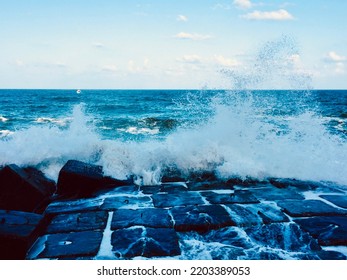 Alexandria Sea Waves In Winter Time