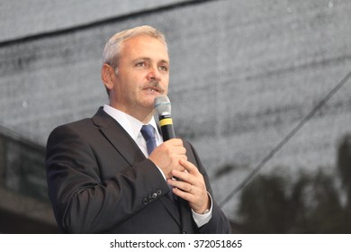 ALEXANDRIA, TELEORMAN, ROMANIA - NOVEMBER 27, 2012: Liviu Nicolae Dragnea, Prominent Member Of Social Democratic Party, On Stage During The Romanian Legislative Election Campaign.