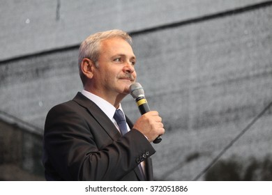 ALEXANDRIA, TELEORMAN, ROMANIA - NOVEMBER 27, 2012: Liviu Nicolae Dragnea, Prominent Member Of Social Democratic Party, On Stage During The Romanian Legislative Election Campaign.